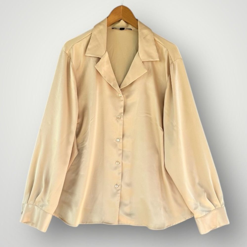 Silky Beige Button-Up Blouse